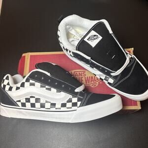 Men’s 12 Vans Knu Skool Checkerboard Black White VN000D22BPB New